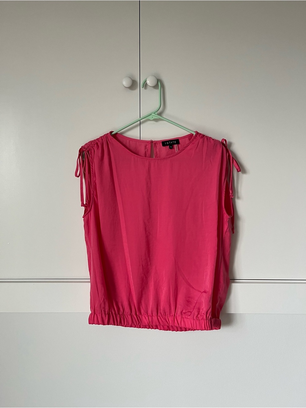 1. State Hot Pink Tie-Shoulder Blouson Tank